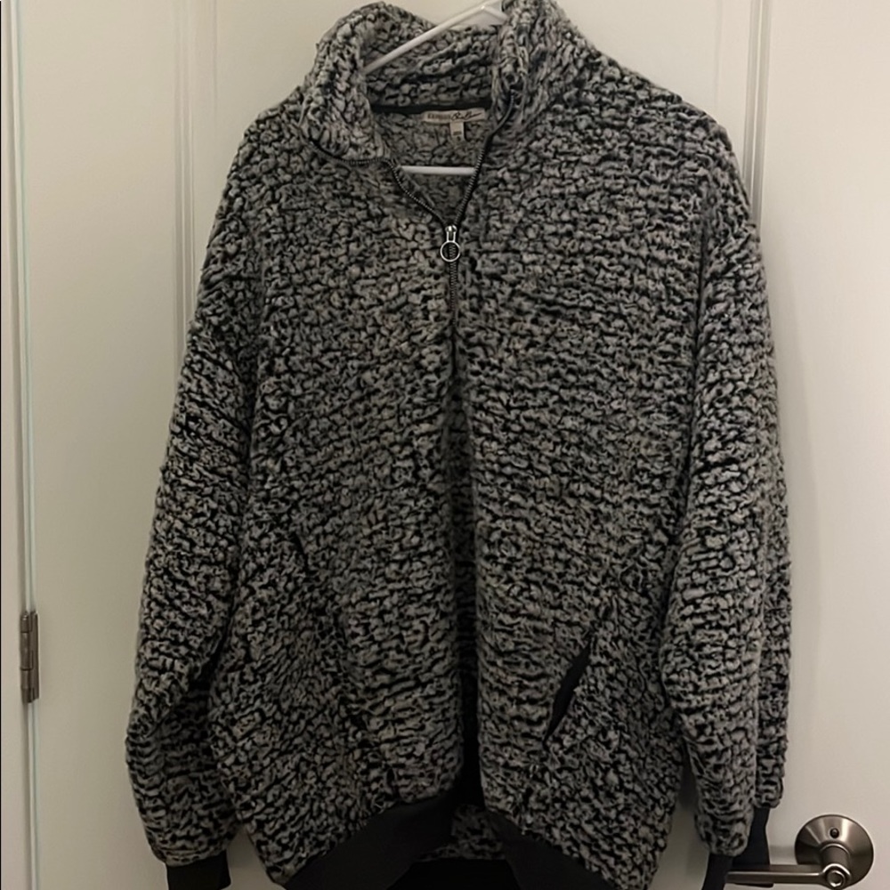 Express Gray Sherpa Pullover